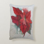 ポインセチアのクリスマスの油絵 アクセントクッション (裏面(縦))