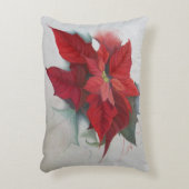 ポインセチアのクリスマスの油絵 アクセントクッション (正面(垂直))