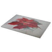 ポインセチアのクリスマスの油絵 カッティングボード (角)