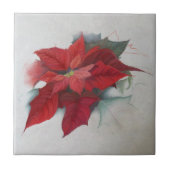 ポインセチアのクリスマスの油絵 タイル (正面)