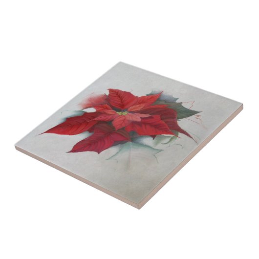 ポインセチアのクリスマスの油絵 タイル (側面)