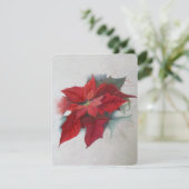 ポインセチアのクリスマスの油絵 招待状 (スタンド正面)