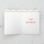 ポインセチアのクリスマスカードで可愛いナマケモノ カード (内部)