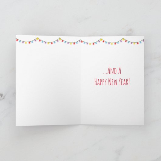 ポインセチアのクリスマスカードで可愛いナマケモノ カード (内部)