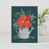 ポインセチアのクリスマスカード 案内状