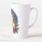 ポインセチアのクリスマスキャンドルの輝き カフェラテマグ (右)