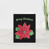 ポインセチアのクリスマスグリーティングカード - ブラック カード (正面)