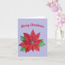 ポインセチアのクリスマスグリーティングカード – Lavender カード