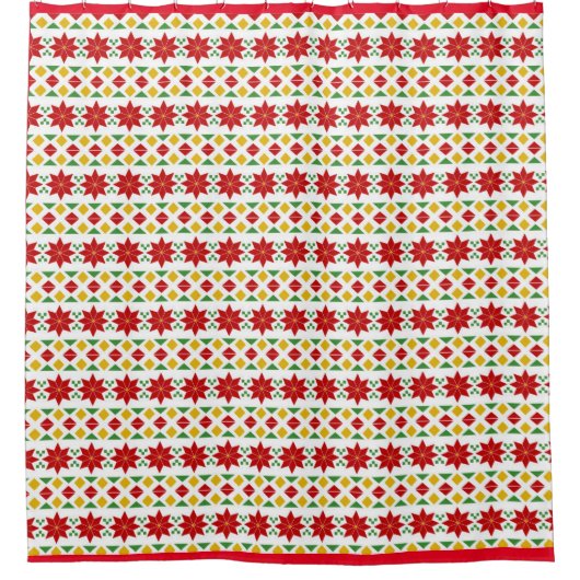 ポインセチアのクリスマスシャワーカーテン シャワーカーテン (正面)