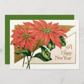 ポインセチアのクリスマスフラワー 招待状 (正面/裏面)