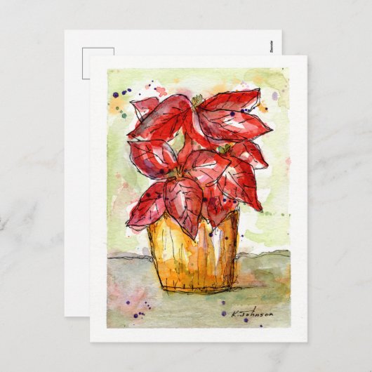 ポインセチアのクリスマスポストカード シーズンポストカード (正面/裏面)