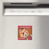 ポインセチアのクリスマスマグネット家族写真 マグネット (インサイチュ (食洗機))