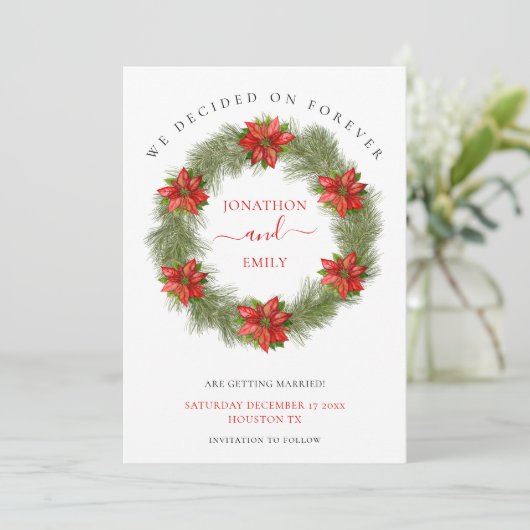 ポインセチアのクリスマス結婚式の日付を保存 セーブザデート (スタンド正面)