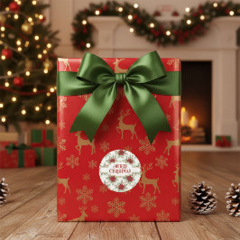 ポインセチアのクリスマス - エレガントなホリデーシール ラウンドシール