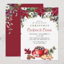 ポインセチアのクリスマス・クッキー＆ココアのホリデーパーティー