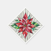 ポインセチアのステンドグラスフェスティバル花模様デコページ スタンダードカクテルナプキン (角)