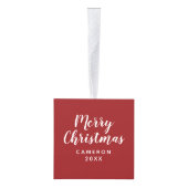 ポインセチアのニットパターン キューブオーナメント (右)