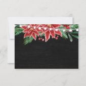 ポインセチアのブラックボードを使ったクリスマスウェディングの詳細 招待状 (裏面)