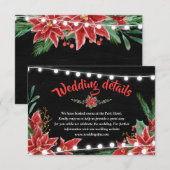 ポインセチアのブラックボードを使ったクリスマスウェディングの詳細 招待状 (正面/裏面)