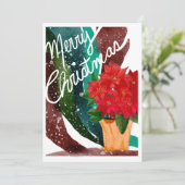 ポインセチアのホリデーカード（白紙） シーズンカード (スタンド正面)