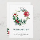 ポインセチアのホリデー リース クリスマス オフィス (正面/裏面)