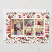 ポインセチアのホリーデイ・フォトカード ギンガムボーダー シーズンカード (裏面)