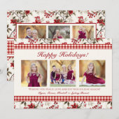 ポインセチアのホリーデーカード クラシックな冬の花模様 シーズンカード (正面/裏面)