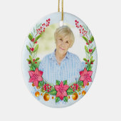 ポインセチアのリースの写真の記念物のクリスマス セラミックオーナメント (右)