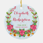 ポインセチアのリースの写真の記念物のクリスマス セラミックオーナメント (裏面)