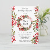 ポインセチアのリース　クリスマス　ウェディング　お祝い 招待状 (スタンド正面)