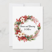 ポインセチアのリース　クリスマス　ウェディング　お祝い 招待状 (裏面)