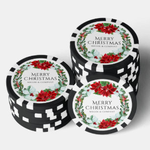 ポインセチアのリース コーポレートクリスマスパーティー ポーカーチップ