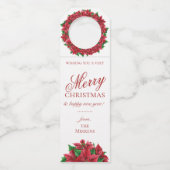 ポインセチアの休日のボトルのハンガーのラベル ボトルネックタグ (正面)