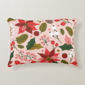 ポインセチアの冬の休日 アクセントクッション (正面)