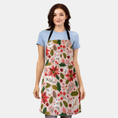 ポインセチアの冬の休日 エプロン (着用した状態)