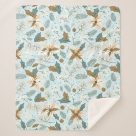 ポインセチアの冬の休日 シェルパブランケット