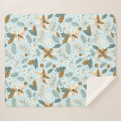 ポインセチアの冬の休日 シェルパブランケット (正面(横))