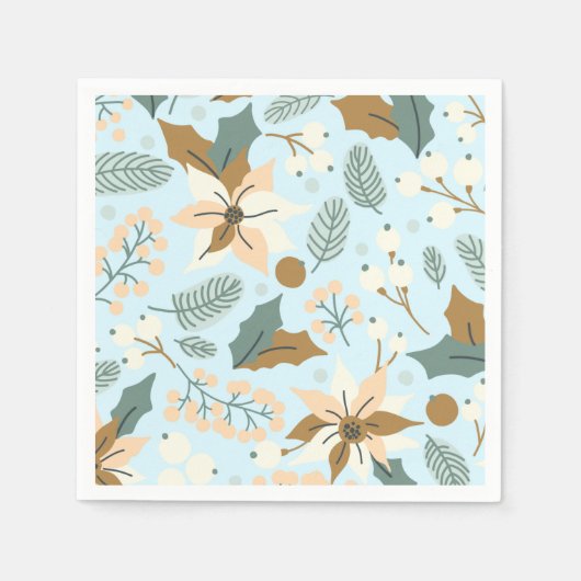 ポインセチアの冬の休日 スタンダードカクテルナプキン (正面)