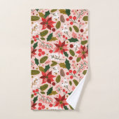 ポインセチアの冬の休日 バスタオルセット (ハンドタオル)