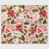 ポインセチアの冬の休日 ラッピングペーパー (フラット)