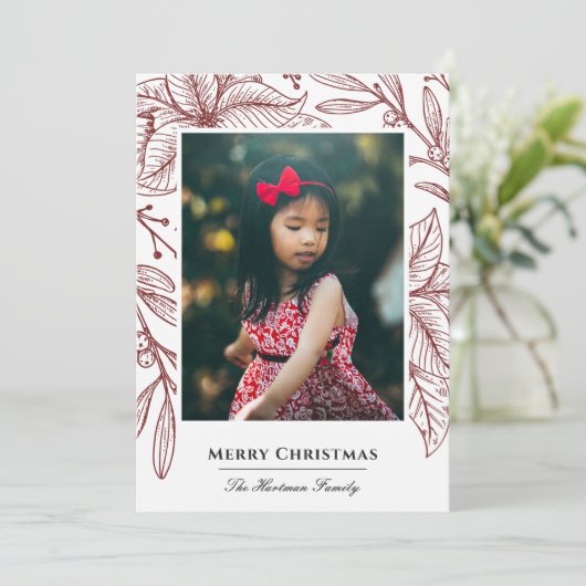 ポインセチアの印象的なエレガントな赤い写真 シーズンカード (スタンド正面)