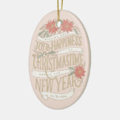 ポインセチアの大枝とバナーの写真 セラミックオーナメント (左)