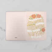 ポインセチアの大枝とバナーカスタム 箔グリーティングカード (外側レイダウン)