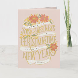 ポインセチアの大枝とバナーカスタム 箔グリーティングカード