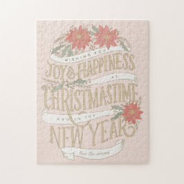 ポインセチアの大枝とバナー ジグソーパズル