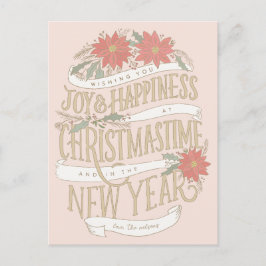 ポインセチアの大枝とバナー ポストカード