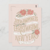 ポインセチアの大枝とバナー ポストカード (正面/裏面)