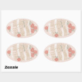 ポインセチアの大枝とバナー 楕円形シール (シート)