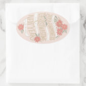 ポインセチアの大枝とバナー 楕円形シール (バッグ)