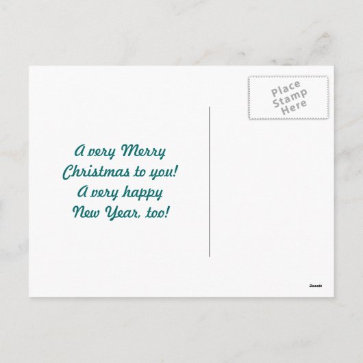 ポインセチアの孔雀の羽のクリスマスの郵便はがき シーズンポストカード (裏面)